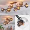 Koyoto ceiling light, globe light chrome, clear, Smoke-coloured, 10-light sources