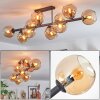 Koyoto ceiling light, globe light Amber, 10-light sources