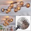 Ripoll ceiling light, globe light chrome, Smoke-coloured, 10-light sources