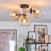 Koyoto ceiling light, globe light gold, black, 3-light sources