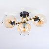 Koyoto ceiling light, globe light gold, black, 3-light sources