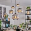 Koyoto hanging light, globe light, pendant light 45 cm clear, Smoke-coloured, 5-light sources