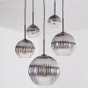 Koyoto hanging light, globe light, pendant light 45 cm clear, Smoke-coloured, 5-light sources