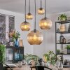 Koyoto hanging light, globe light, pendant light 45 cm Amber, clear, 5-light sources