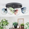 Chehalis ceiling light, globe light blue, green, clear, coppery, 4-light sources