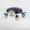 Chehalis ceiling light, globe light blue, green, clear, coppery, 4-light sources