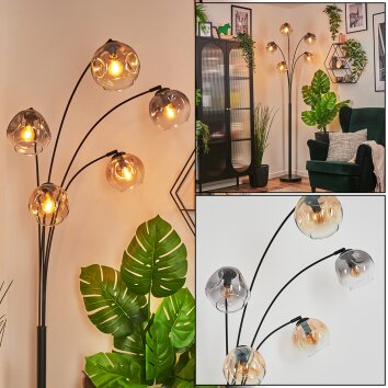 Ripoll globe light, floor lamp Amber, clear, Smoke-coloured, 5-light sources