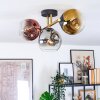 Ripoll ceiling light, globe light gold, black, 3-light sources