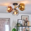Ripoll ceiling light, globe light gold, black, 3-light sources