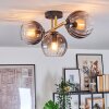 Koyoto ceiling light, globe light gold, black, 3-light sources