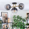 Koyoto ceiling light, globe light gold, black, 3-light sources