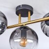 Koyoto ceiling light, globe light gold, black, 3-light sources
