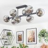 Ripoll ceiling light, globe light chrome, clear, Smoke-coloured, 8-light sources