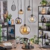 Koyoto hanging light, globe light, pendant light 45 cm Amber, chrome, clear, Smoke-coloured, 5-light sources