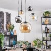 Koyoto hanging light, globe light, pendant light 45 cm Amber, chrome, clear, Smoke-coloured, 5-light sources