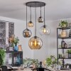 Koyoto hanging light, globe light, pendant light 45 cm Amber, chrome, clear, Smoke-coloured, 5-light sources