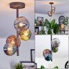 Chehalis ceiling light, globe light blue, green, coppery, Smoke-coloured, 4-light sources