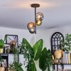 Chehalis ceiling light, globe light blue, green, coppery, Smoke-coloured, 4-light sources