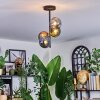 Chehalis ceiling light, globe light blue, green, coppery, Smoke-coloured, 4-light sources