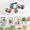 Koyoto ceiling light, globe light blue, green, coppery, 6-light sources