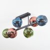 Koyoto ceiling light, globe light blue, green, coppery, 6-light sources