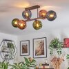 Koyoto ceiling light, globe light blue, green, coppery, 6-light sources