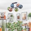 Koyoto ceiling light, globe light blue, green, coppery, 6-light sources