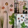 Ripoll globe light, floor lamp blue, gold, coppery, 5-light sources