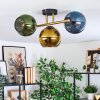 Koyoto ceiling light, globe light gold, black, 3-light sources