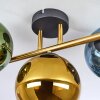 Koyoto ceiling light, globe light gold, black, 3-light sources