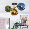 Koyoto ceiling light, globe light gold, black, 3-light sources
