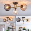 Koyoto ceiling light, globe light gold, black, 3-light sources