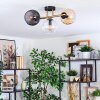 Koyoto ceiling light, globe light gold, black, 3-light sources