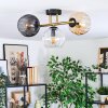 Koyoto ceiling light, globe light gold, black, 3-light sources