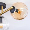 Koyoto ceiling light, globe light gold, black, 3-light sources
