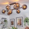 Koyoto ceiling light, globe light chrome, Smoke-coloured, 8-light sources