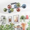 Koyoto ceiling light, globe light blue, green, coppery, 8-light sources