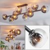 Koyoto ceiling light, globe light clear, Smoke-coloured, 10-light sources