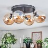 Gastor ceiling light, globe light Amber, 4-light sources