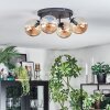 Gastor ceiling light, globe light Amber, 4-light sources