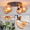 Koyoto ceiling light, globe light Amber, 4-light sources