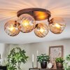 Koyoto ceiling light, globe light Amber, 4-light sources