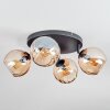 Koyoto ceiling light, globe light Amber, 4-light sources