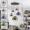 Koyoto hanging light, globe light, pendant light blue, chrome, green, clear, coppery, Smoke-coloured, 5-light sources