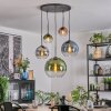 Koyoto hanging light, globe light, pendant light blue, chrome, green, clear, coppery, Smoke-coloured, 5-light sources