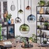Koyoto hanging light, globe light, pendant light blue, chrome, green, clear, coppery, Smoke-coloured, 5-light sources