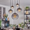 Koyoto hanging light, globe light, pendant light clear, Smoke-coloured, 5-light sources