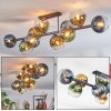 Koyoto ceiling light, globe light blue, gold, green, clear, 10-light sources