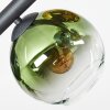 Koyoto ceiling light, globe light blue, gold, green, clear, 10-light sources