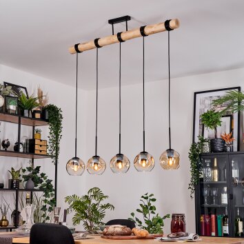 Ripoll hanging light, globe light, pendant light Ecru, black, 5-light sources
